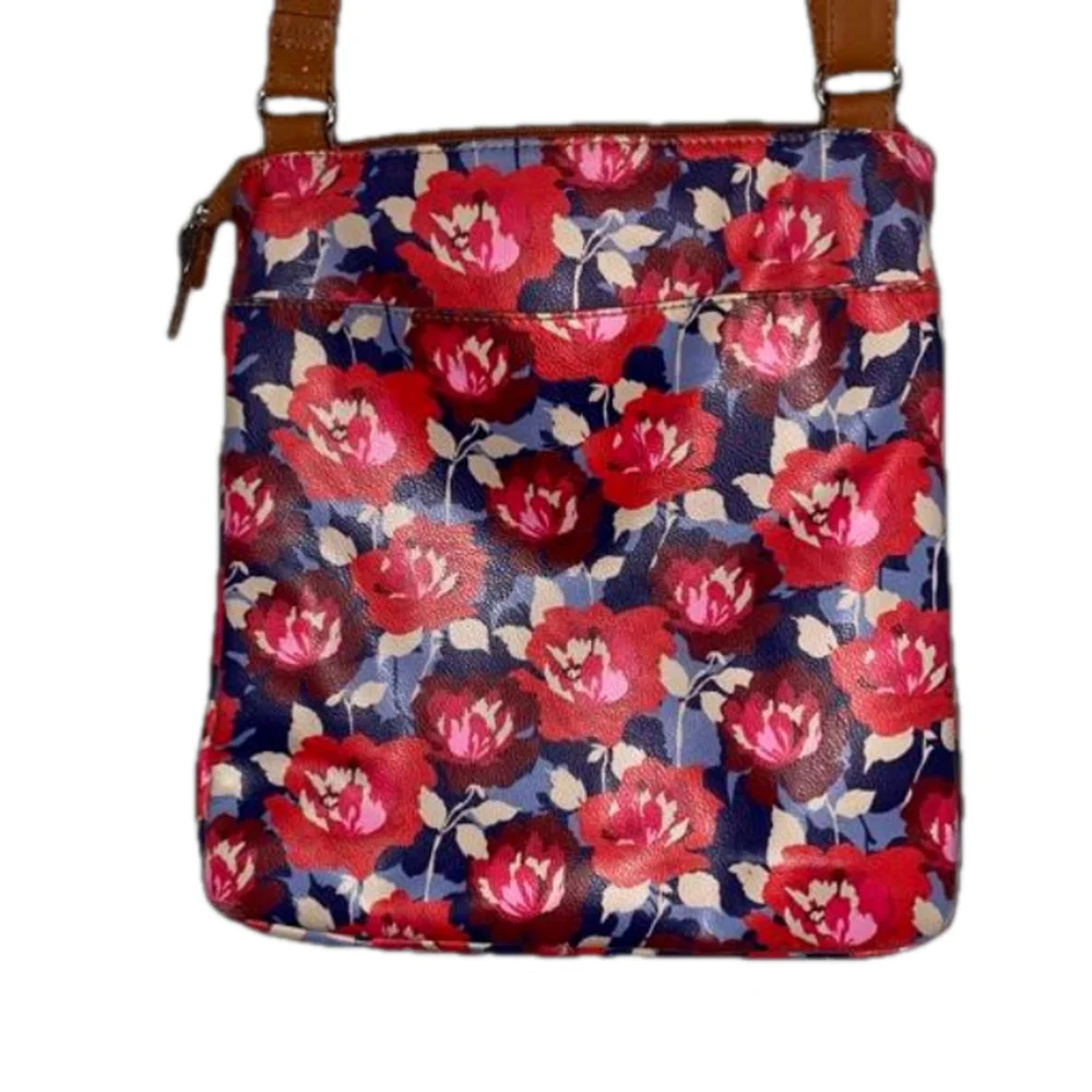 Women's Rosetti Floral Crossbody Bag Red Blue and Brown Great Condition